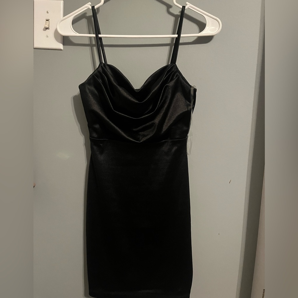 Windsor black satin mini dress
